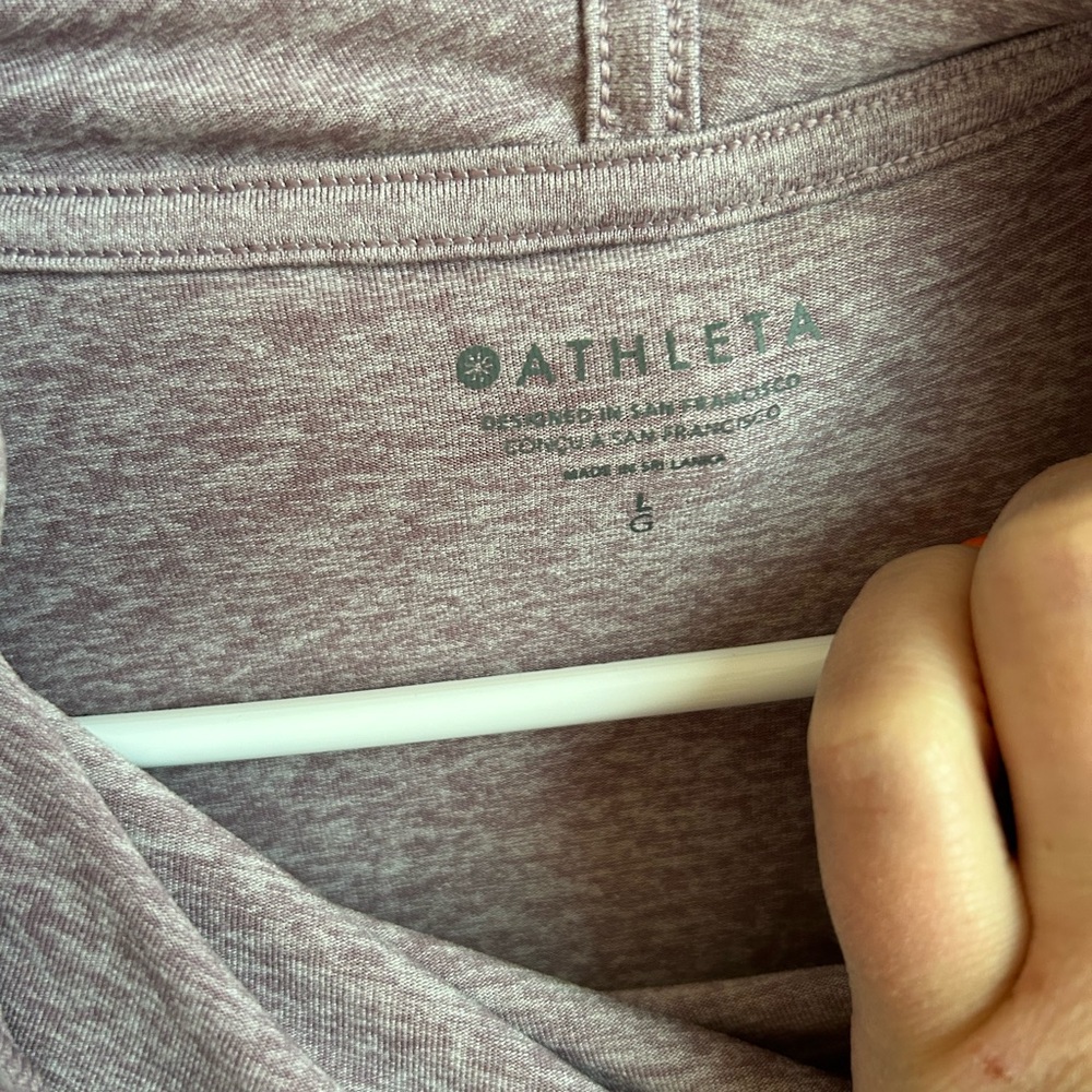 Athleta Uptempo Hoodie Sweatshirt SZ Large  color : Agate‎ Purple/ Shark Grey - Picture 4 of 7